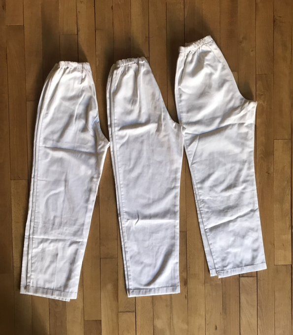 3 pantalons professionnels blancs,  milieu médical