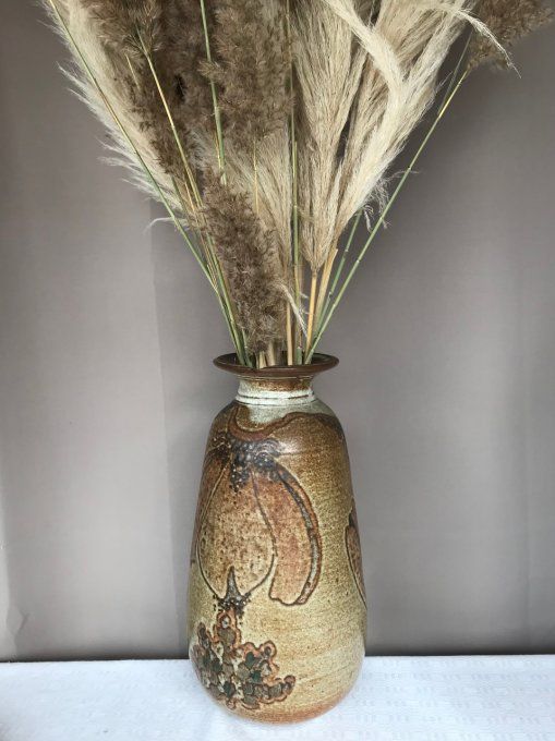 Grand vase en céramique, signé SELLIER, Langeais. Vintage