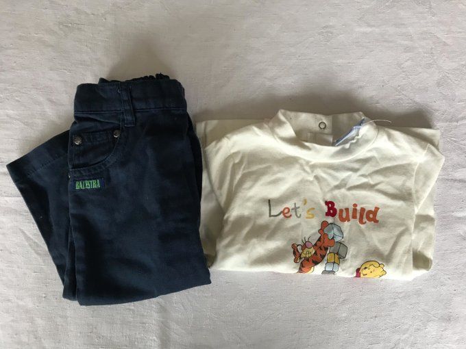 Tee-shirt Disney Baby, Winnie l'ourson et pantalon Balestra, ensemble neuf, 12 mois