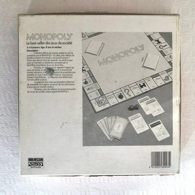 Jeu de société Monopoly,  Vintage 1982 - Petite Boite - Modèle rare, Réf. 560003