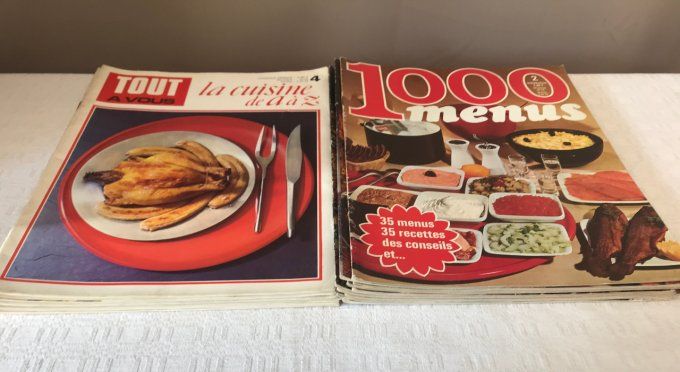 Lot de Magazines de recettes,  La cuisine de A à Z et 1000 Menus, Vintage