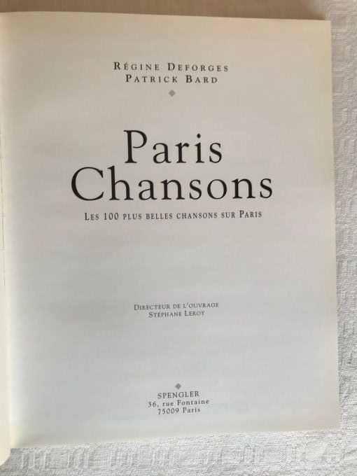 Livre Paris Chansons, Les plus belles chansons sur Paris