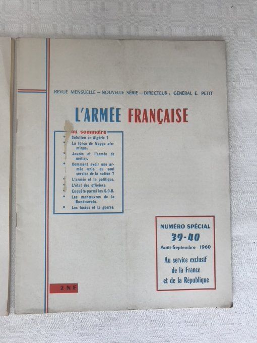 3 anciennes revues mensuelle,  L'armée Française, 1958, 59 et 1960