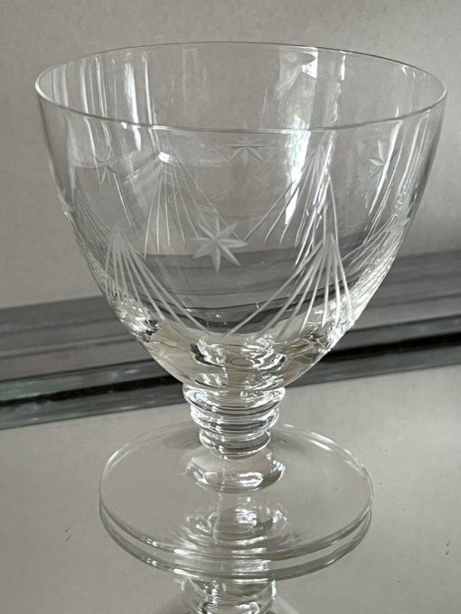 Service de 6 petits verres à liqueur anciens en cristal taillé – Époque Art Déco