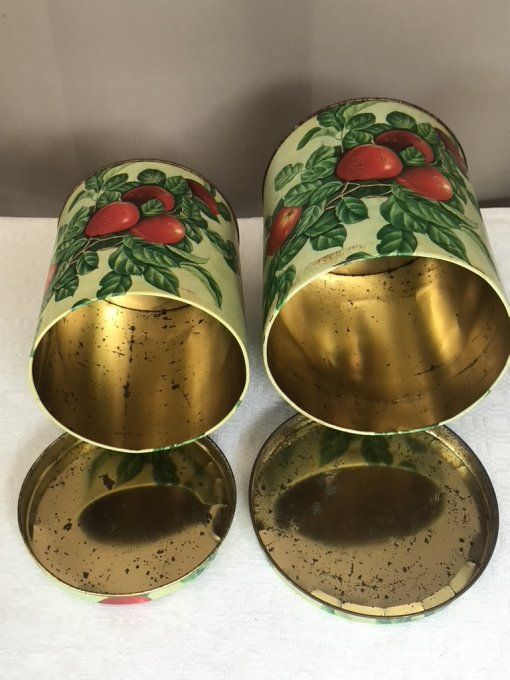 2 Boites métal vintage, décor cerises