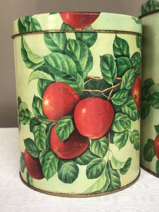 2 Boites métal vintage, décor cerises