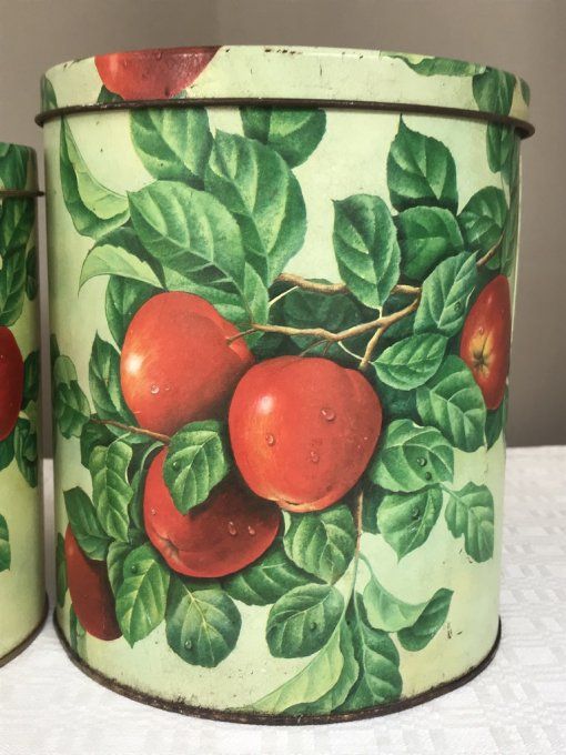 2 Boites métal vintage, décor cerises