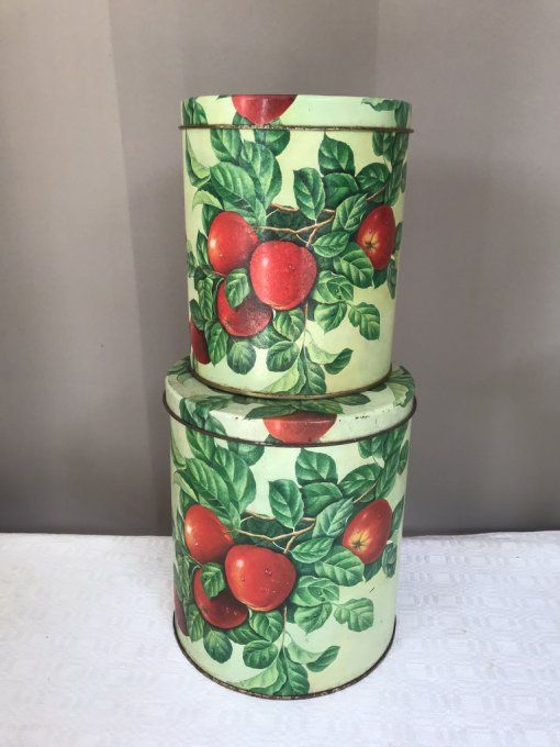 2 Boites métal vintage, décor cerises