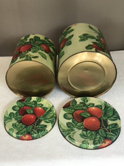 2 Boites métal vintage, décor cerises