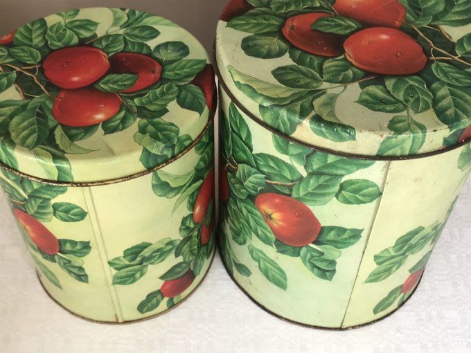 2 Boites métal vintage, décor cerises