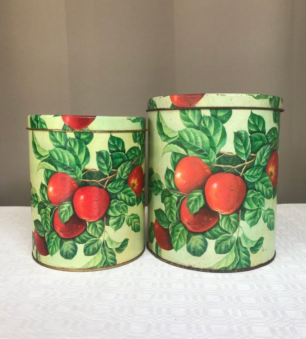 2 Boites métal vintage, décor cerises