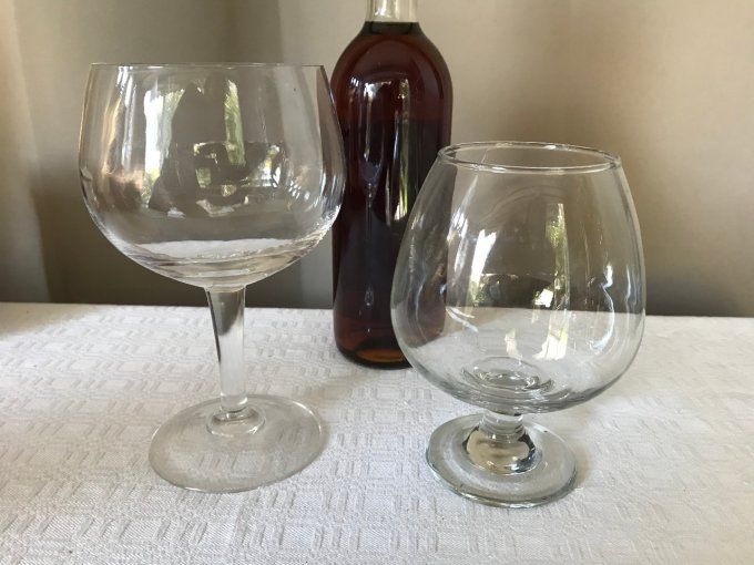 2 grands verres XXL en cristal,  1 verre à vin et 1 verre à cognac