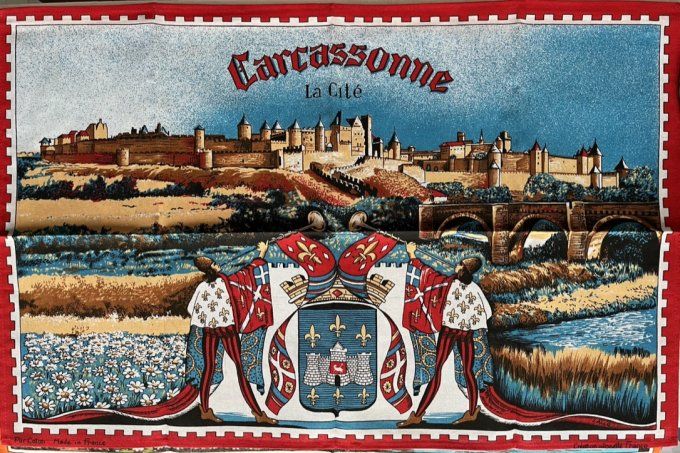 2 Torchons vintage de la cité de Carcassonne, Neufs