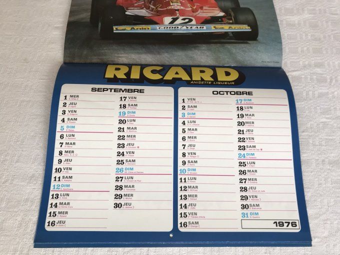 Calendrier Publicitaire Ricard 1976, Sports automobile, Circuit Paul Ricard