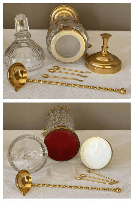 Carafe, pot pour fruits à l'alcool, avec 2 couvercles et sa louche, vintage