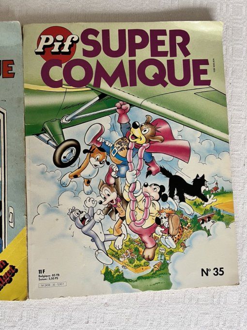 3 Albums Pif Comique, Vintage, des années 80