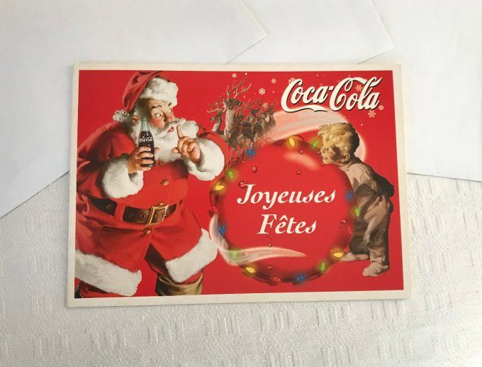 3 cartes de voeux Joyeuses fêtes, Coca-Cola avec père Noël, Neuves