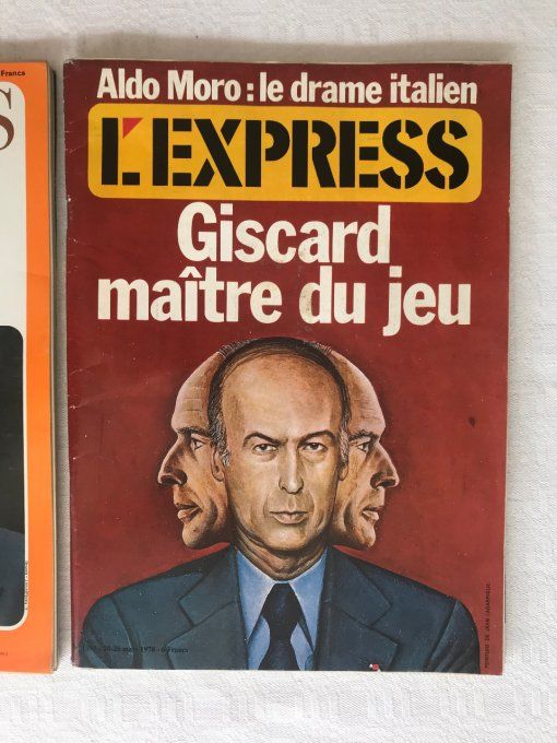 3 Magazines L'EXPRESS, N°934 Élection Pompidou 1969, N°935 Élection Poher 1969, N° 1393 Giscard 1978