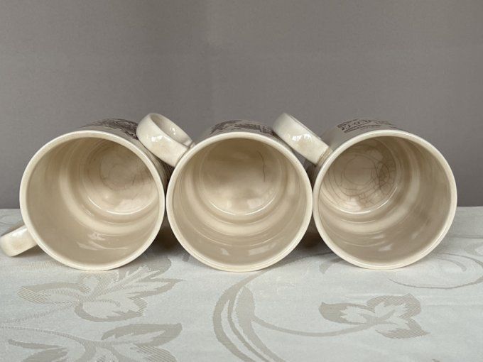 3 mugs vintage à décors campagnard, signé Kilncraft STL England