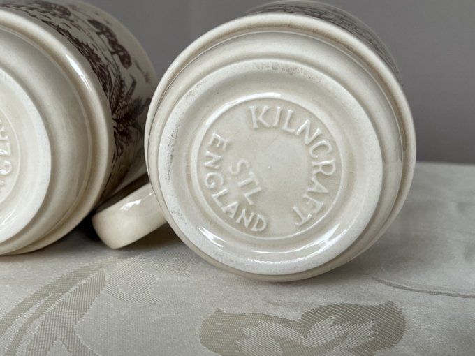 3 mugs vintage à décors campagnard, signé Kilncraft STL England