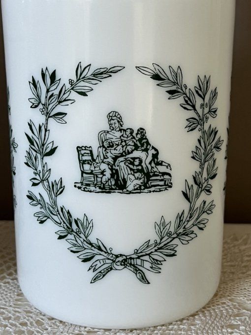 Ensemble de 3 bocaux de type apothicaire en verre d'opale blanc, Vintage, 2 grands et 1 petit 