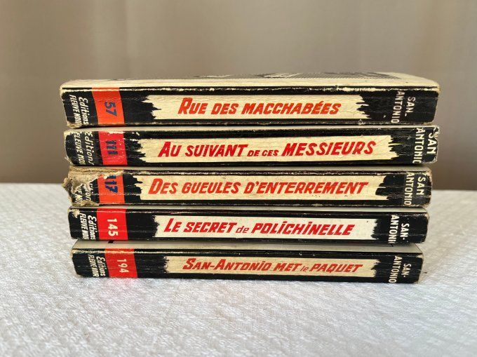 5 Anciens livres, Commissaire San Antonio, Éditions Fleuve noir, Ouvrages des années 50/60