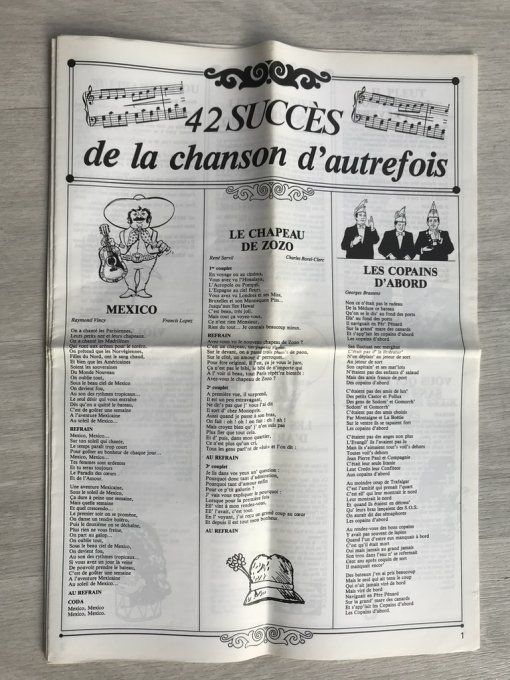 5 grandes revues, style journaux, 42 succès de la chanson populaire d'hier et d'autrefois