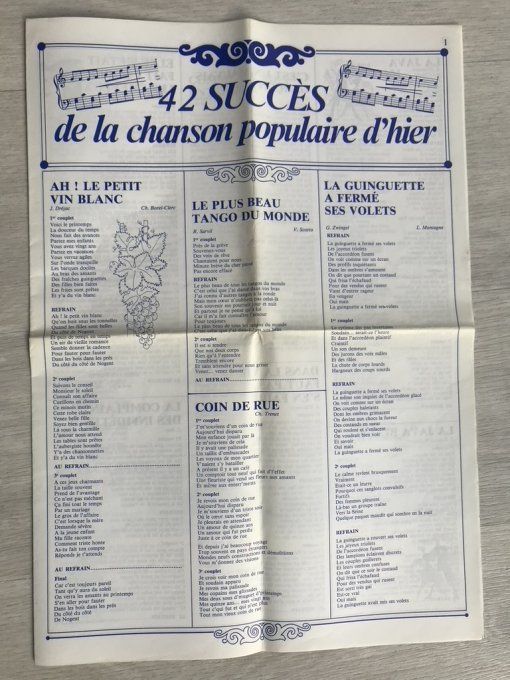 5 grandes revues, style journaux, 42 succès de la chanson populaire d'hier et d'autrefois