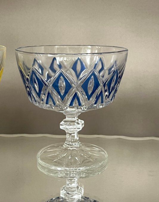 6 coupes à champagne ou à dessert, modèle Arlequin, verres de Reims