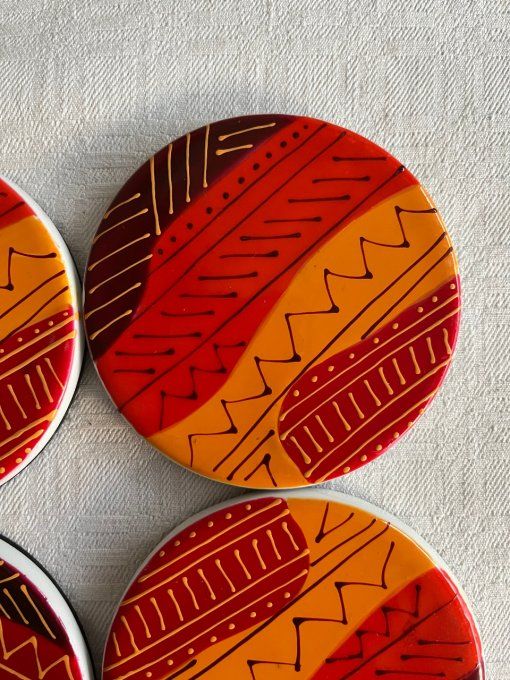 6 Dessous de verres dans les tons chauds, en céramique