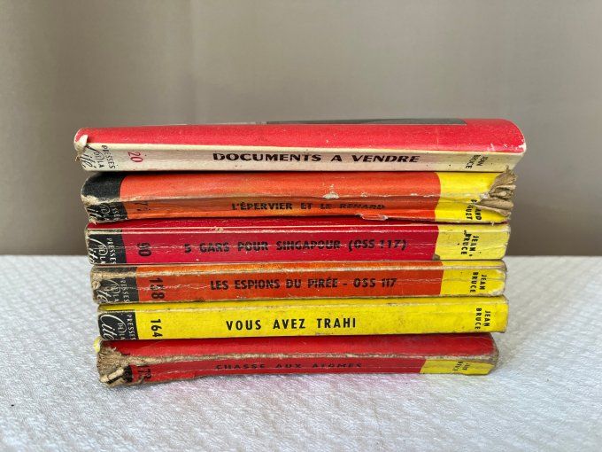 6 livres de poche anciens, Les presse de la cité, Jean Bruce, romans d'espionnage, OSS117