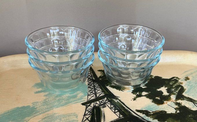 6 Ramequins en verre Pyrex, cannelés, Vintage
