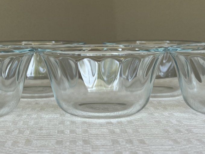 6 Ramequins en verre Pyrex, cannelés, Vintage