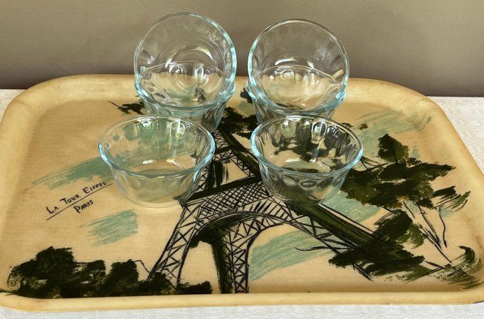 6 Ramequins en verre Pyrex, cannelés, Vintage