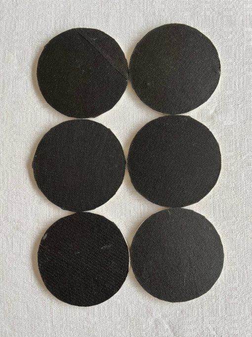 6 Sous-verres, décor damier noir et blanc, nacre coquille de Capiz