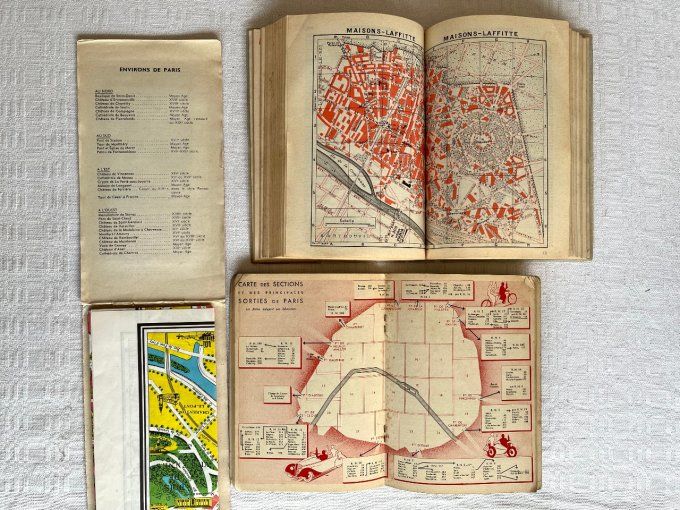 8 anciens plans, cartes et guides de Paris