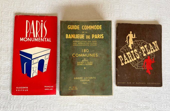 8 anciens plans, cartes et guides de Paris