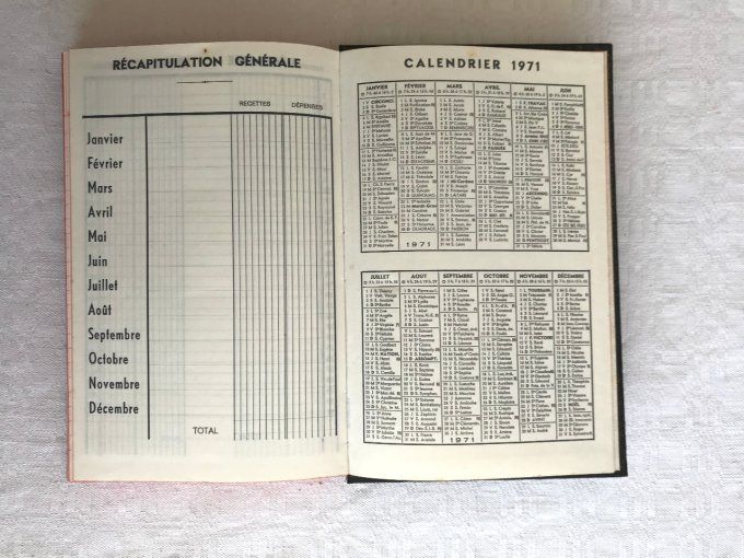 Agenda, mémento vintage de 1970