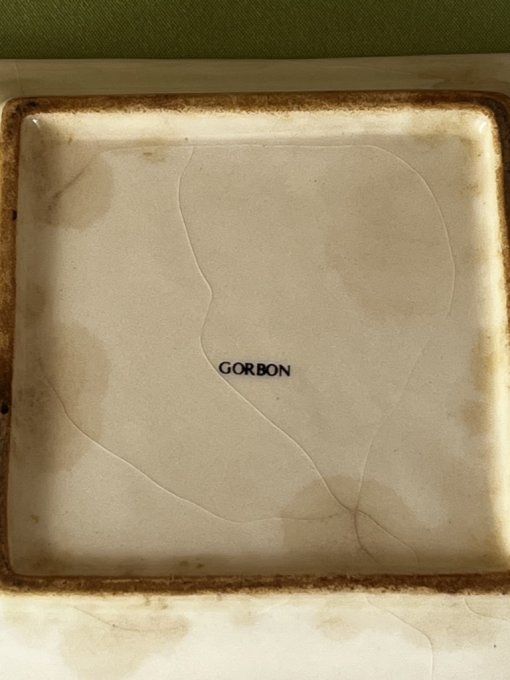 Ancien beurrier vintage Gorbon - Jaune et liseré doré - Design 1960/70