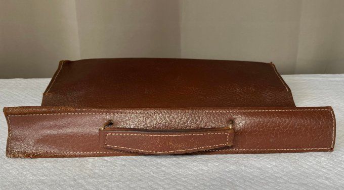 Ancien Cartable d'Écolier Vintage en Cuir Marron, Années 50/60