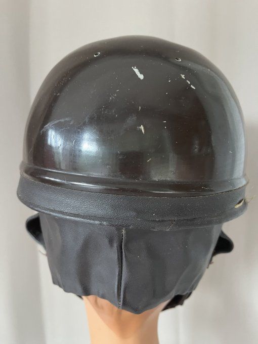 Ancien casque bol moto de collection - cuir - années 50