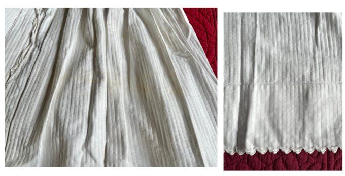 Ancien jupon / jupe en coton structuré, monogramme FR