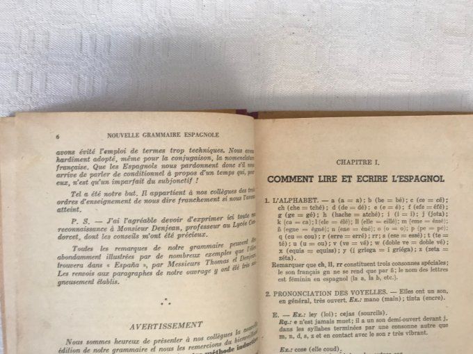 Ancien livre scolaire, Nouvelle grammaire espagnole, R. Larrieu, 1939