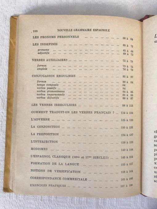 Ancien livre scolaire, Nouvelle grammaire espagnole, R. Larrieu, 1939