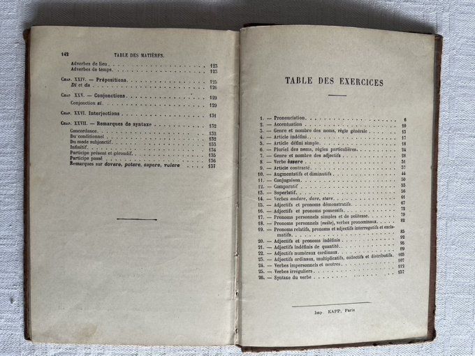 Livre Petite grammaire Italienne, Librairie hachette et Cie, 1915