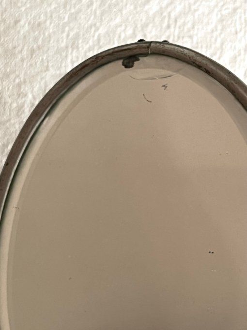 Ancien miroir à main, verre biseauté