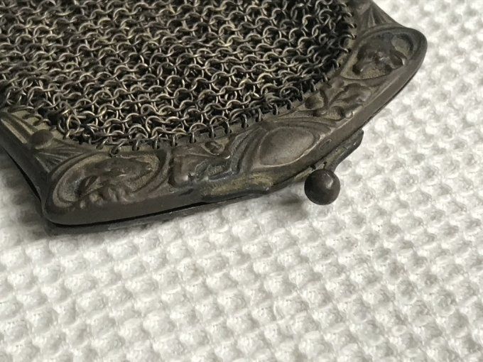 Ancien porte monnaie, bourse en cotte de mailles, Double compartiment
