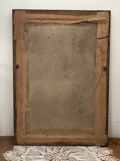 Ancien Tableau Communion Solennelle 1917. Cadre en Bois, Objet de décoration Historique