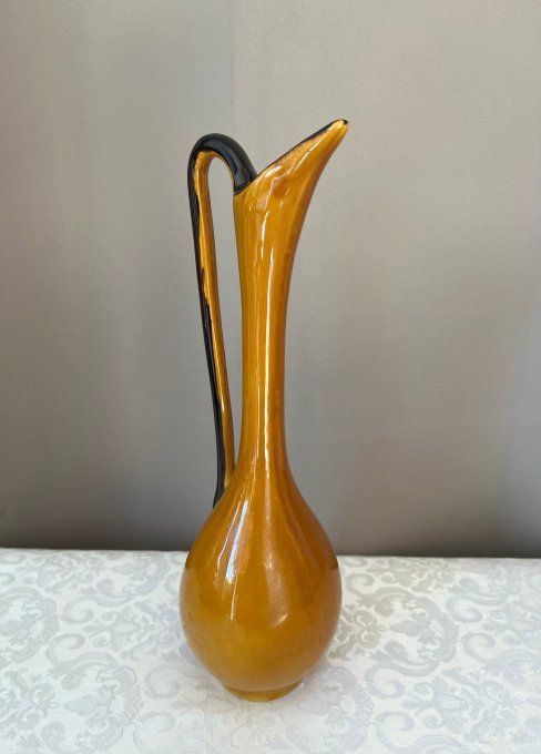 Ancien vase pichet / soliflore en céramique estampillé Cigogne par Claude Paci