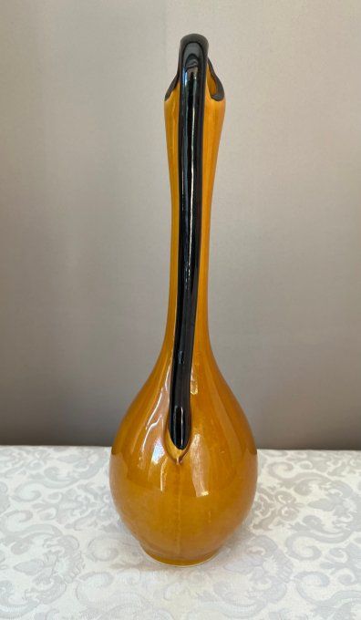 Ancien vase pichet / soliflore en céramique estampillé Cigogne par Claude Paci
